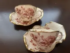 バラの花柄　ティーカップ・ソーサー 2個セット