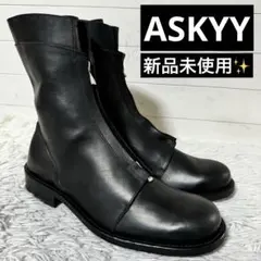 新品未使用✨　ASKKY アスキー　レイヤードブーツ　フロントジップ　ブーツ　黒