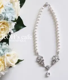 Espoir クリスタルパールとスワロフスキーのネックレス