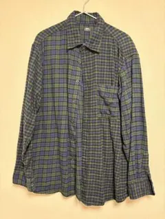 UNIQLO XL フランネルチェックシャツ　グリーン&ブルー