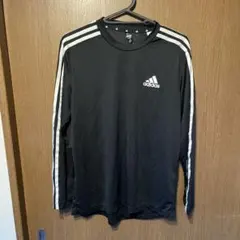 adidas 長袖カットソー ブラック ストライプ