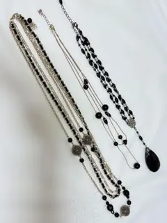 昭和レトロ　黒と金チェーンネックレス　3本セット　　116