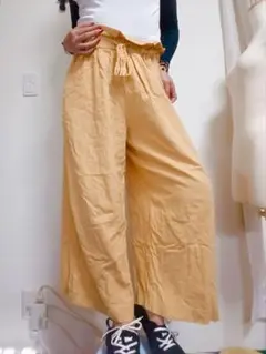 Samansa Mos2 マスタードイエロー ワイドパンツ M