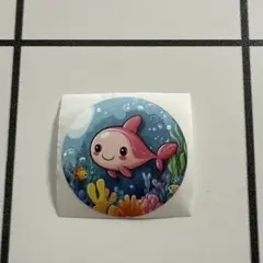 かわいいピンクの魚 ステッカー