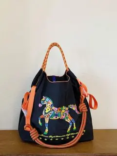 【新品】カラフル馬刺繍エコバッグ