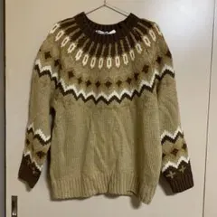 ロデオクラウンズ ニット ブラウン 球心柄 キャメル