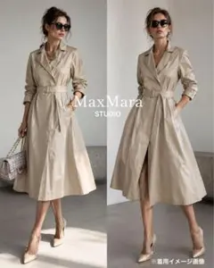 【MaxMara STUDIO】8～9万 イタリア製 光沢 ベルト付 入手困難