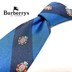 【美品】Burberrys ネクタイ ストライプ ネイビー シルク100％のサムネイル