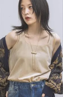 JEANASIS ベロアスクエアネックタンクトップ