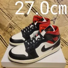 27.0㎝ ナイキ ウィメンズ エアジョーダン1 ミッド ブラック/ジムレッド