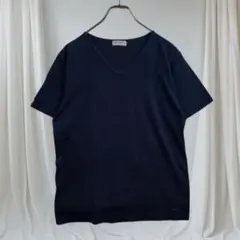 ポールスミス Vネック半袖Tシャツ 綿100% 日本製 M 紺 ロゴタグ メンズのサムネイル