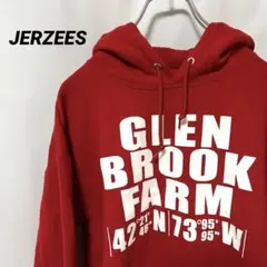 N-5728 JERZEES アメリカ古着 ロゴプリント スウェットパーカー M