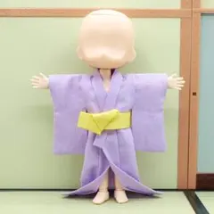 りるむるる様専用 オビツ11サイズ特注浴衣 裾袖20ミリ延長 黄色帯