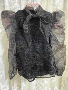 シースルー ブラックレオパード柄 シャツ
