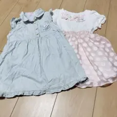 メゾピアノ　デニム風ワンピース2点セット　100