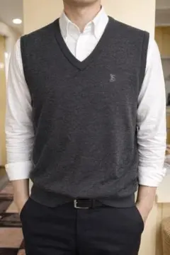 BEAR ベア Vネック ニットベスト ウール混 大人カジュアル 美品 メンズ