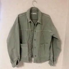 ZARA カーキ デニムジャケット XSサイズ オーバーサイズ