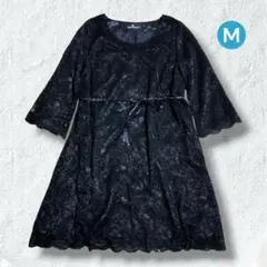 ブランエブランシュ ワンピース M レース 紺 フォーマル マタニティ ひざ丈のサムネイル