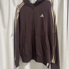 adidas ブラウン フード付きパーカー L