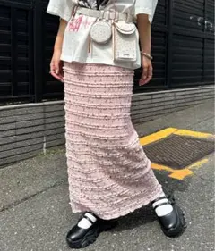 【新品】フラワーフリルIラインスカート　タイトスカート　ナロースカート　小花柄