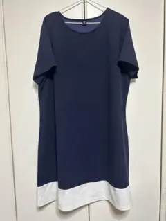 SHEIN CURVE 半袖 ワンピース 4XL ネイビー×ホワイト