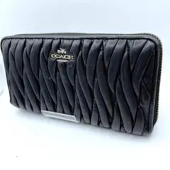 COACH コーチ 長財布 ラウンドファスナー キルティング 黒 F53637
