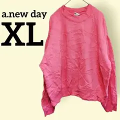 a.new day【XL】ピンク スウェット トレーナー 裏起毛 ゆったり