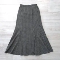 ギンガムチェック ロングスカート アース 黒×茶色のサムネイル