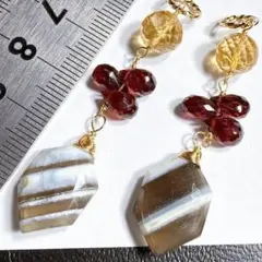 サービス品＊ストライプブルーオパール・ガーネット÷シトリンのチャームr100