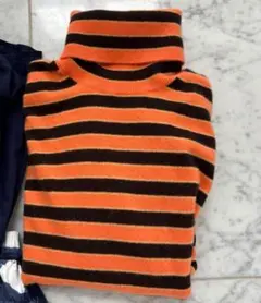 Marni ユニクロオレンジと黒のストライプタートルネック　カシミア