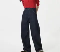 美品　バギーカーブジーンズ UNIQLO ユニクロ　30インチインディゴネイビー