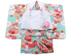 【新品】七五三 3歳女の子 総柄 着物 7点セット 被布コートセット　30のサムネイル