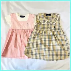 EASTBOY ピンク・チェック柄ワンピース 2点セット　90cmのサムネイル