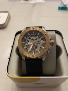 FOSSIL 自動巻き腕時計 スケルトン ブラウンレザー（ジャンク） - メルカリ