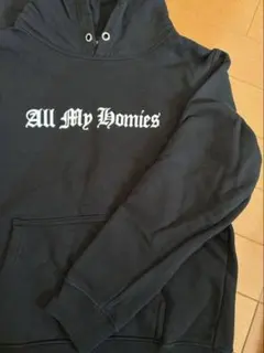 美品 all my homies刺繍パーカーブラックL - メルカリ