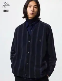 UNIQLO Needles パープル ストライプ カーディガン M