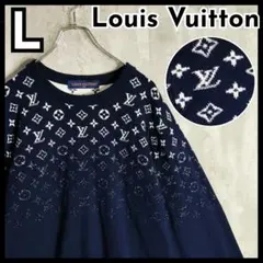 ルイヴィトン 24SS グラディエント モノグラム ジャカードニット L 紺のサムネイル