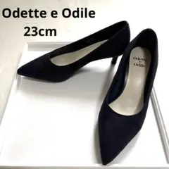 オデットエオデール パンプス スエード ネイビー　ポインテッドトゥ 23cm