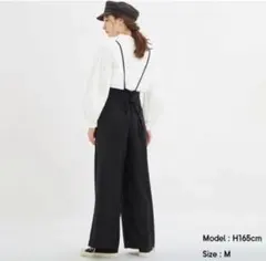 GU ジーユー　サロペットワイドパンツ オールインワン　黒　M ユニクロ