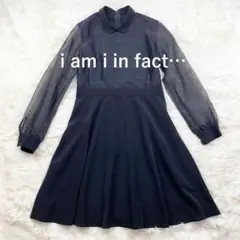 【美品】i am i in fact… シアー袖襟付きワンピース