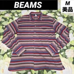 상태좋음 値下げOK BEAMS 長袖ポロシャツ M マルチカラー ボーダー柄