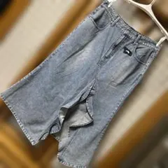 ⚫️お値下げ品。サイズ 5L グレー デニムスカート 前スリット入り　試着のみ