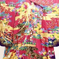6k976 色掛下 袷 花嫁衣裳 鶴 赤 金色 銀色 紫 緑 ピンク 青 花柄 