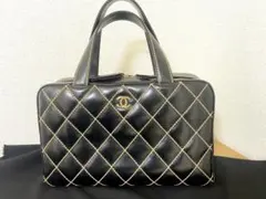CHANEL ワイルドステッチ　ブラックキルティング　ハンドバッグ