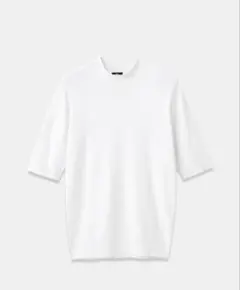 新品PLST UVカットレーヨンブレンドモックネックニットTシャツ　ホワイトLのサムネイル