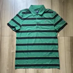 Lacoste 緑/黒ストライプ ポロシャツ