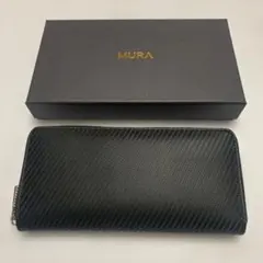 MURA メンズ 長財布 カーボンレザー ブラック