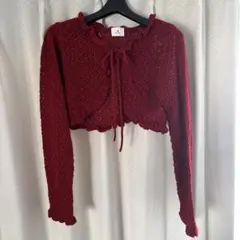 merry jenny ボレロ レッド 透かし編み