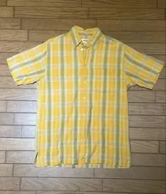 半袖シャツ チェック柄 イエロー 90s 古着