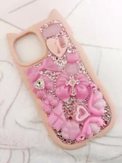 iPhone15対応 デコ電 量産型 地雷系 ピンク 猫耳 平成女児 ゆめかわ